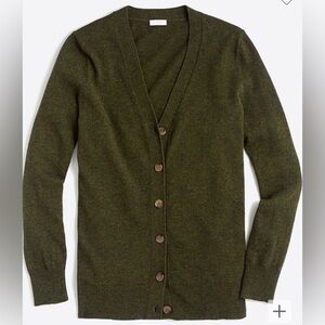 J. Crew v-neck wool blend cardigan sweater in Heather Olive
